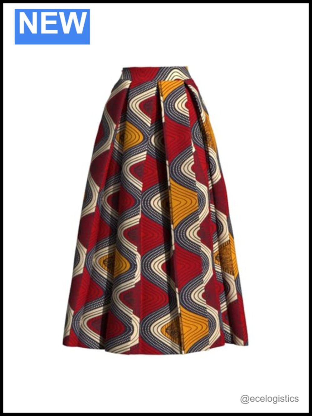 African Print High Waist Maxi Skirt with Pockets